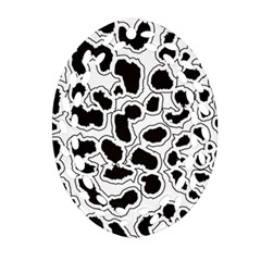 Black And White Dots Jaguar Oval Filigree Ornament (two Sides) by ConteMonfreyShop