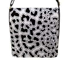 Black And White Dots Jaguar Flap Closure Messenger Bag (l) by ConteMonfreyShop