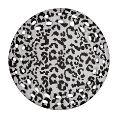 Leopard Print Gray Theme Round Filigree Ornament (two Sides) by ConteMonfreyShop