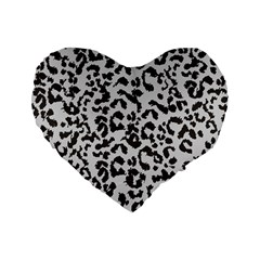 Leopard Print Gray Theme Standard 16  Premium Heart Shape Cushion  by ConteMonfreyShop