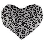 Leopard print gray theme Large 19  Premium Flano Heart Shape Cushion Back