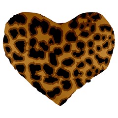 Leopard Print Spots Large 19  Premium Flano Heart Shape Cushion by ConteMonfreyShop