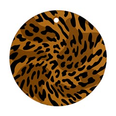 Leopard Print Jaguar Dots Brown Ornament (round) by ConteMonfreyShop