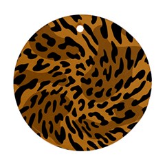 Leopard Print Jaguar Dots Brown Round Ornament (two Sides) by ConteMonfreyShop