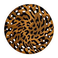 Leopard Print Jaguar Dots Brown Ornament (round Filigree) by ConteMonfreyShop