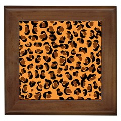 Leopard Print Peach Colors Framed Tile by ConteMonfreyShop