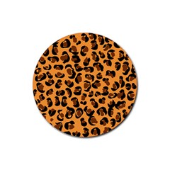 Leopard Print Peach Colors Rubber Coaster (round) by ConteMonfreyShop