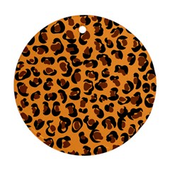 Leopard Print Peach Colors Round Ornament (two Sides) by ConteMonfreyShop