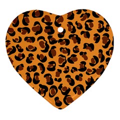 Leopard Print Peach Colors Heart Ornament (two Sides) by ConteMonfreyShop