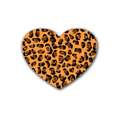 Leopard Print Peach Colors Rubber Coaster (heart) by ConteMonfreyShop