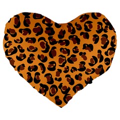 Leopard Print Peach Colors Large 19  Premium Heart Shape Cushion by ConteMonfreyShop