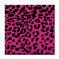 Leopard Print Jaguar Dots Pink Tile Coaster by ConteMonfreyShop