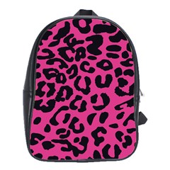 Leopard Print Jaguar Dots Pink School Bag (large) by ConteMonfreyShop