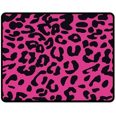 Leopard Print Jaguar Dots Pink Fleece Blanket (medium) by ConteMonfreyShop