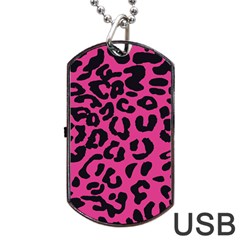 Leopard Print Jaguar Dots Pink Dog Tag Usb Flash (one Side) by ConteMonfreyShop