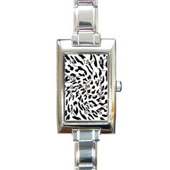 Leopard Print Black And White Draws Rectangle Italian Charm Watch by ConteMonfreyShop