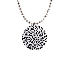 Leopard Print Black And White Draws 1  Button Necklace by ConteMonfreyShop