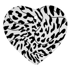 Leopard Print Black And White Draws Heart Ornament (two Sides) by ConteMonfreyShop