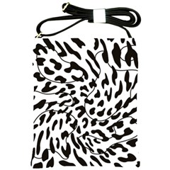 Leopard Print Black And White Draws Shoulder Sling Bag by ConteMonfreyShop