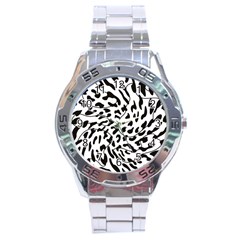 Leopard Print Black And White Draws Stainless Steel Analogue Watch by ConteMonfreyShop