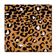 Leopard  Spots Brown White Orange Tile Coaster by ConteMonfreyShop