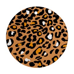Leopard  Spots Brown White Orange Round Ornament (two Sides) by ConteMonfreyShop