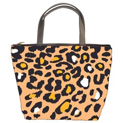 Leopard  Spots Brown White Orange Bucket Bag by ConteMonfreyShop