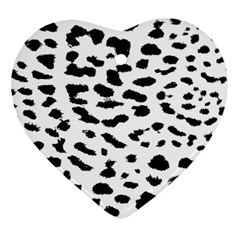 Leopard Print Jaguar Dots Black And White Ornament (heart) by ConteMonfreyShop