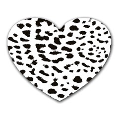 Leopard Print Jaguar Dots Black And White Heart Mousepad by ConteMonfreyShop