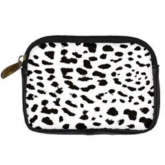 Leopard Print Jaguar Dots Black And White Digital Camera Leather Case by ConteMonfreyShop