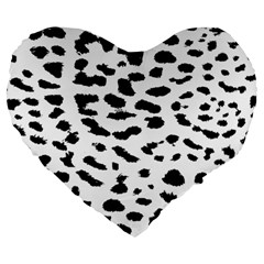 Leopard Print Jaguar Dots Black And White Large 19  Premium Heart Shape Cushion by ConteMonfreyShop