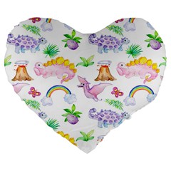 Dinosaurs Are Our Friends  Large 19  Premium Heart Shape Cushion by ConteMonfreyShop