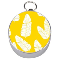 Yellow Banana Leaves Silver Compass by ConteMonfreyShop
