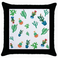 Among Succulents And Cactus  Throw Pillow Case (black)