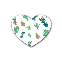 Among Succulents And Cactus  Rubber Heart Coaster (4 Pack)