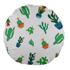 Among Succulents And Cactus  Large 18  Premium Round Cushion  by ConteMonfreyShop