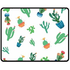 Among Succulents And Cactus  Double Sided Fleece Blanket (medium) by ConteMonfreyShop