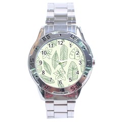 Banana Leaves Draw   Stainless Steel Analogue Watch