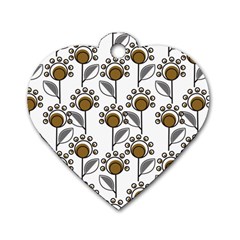 Daisy Minimalist Leaves Dog Tag Heart (one Side)