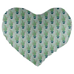 Cuteness Overload Of Cactus!   Large 19  Premium Heart Shape Cushion by ConteMonfreyShop