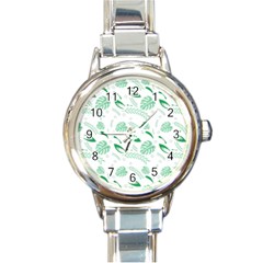 Green Nature Leaves Draw    Round Italian Charm Watch by ConteMonfreyShop