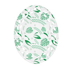 Green Nature Leaves Draw    Oval Filigree Ornament (two Sides) by ConteMonfreyShop