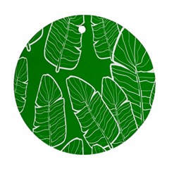 Green Banana Leaves Round Ornament (two Sides)