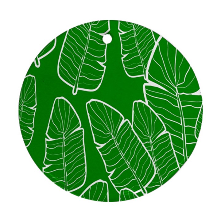 Green Banana Leaves Round Ornament (Two Sides)