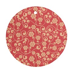 Pink Floral Wall Round Ornament (two Sides) by ConteMonfreyShop