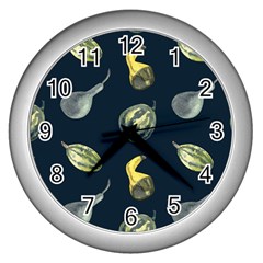 Vintage Vegetables Zucchini Wall Clock (silver) by ConteMonfreyShop