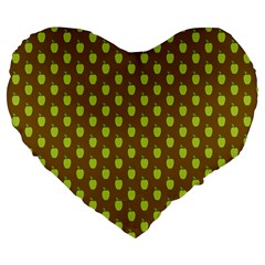 All The Green Apples Large 19  Premium Heart Shape Cushion by ConteMonfreyShop