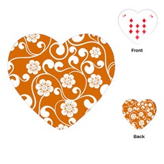 Orange Floral Walls  Playing Cards Single Design (heart) by ConteMonfreyShop