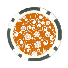 Orange Floral Walls  Poker Chip Card Guard by ConteMonfreyShop