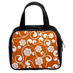 Orange Floral Walls  Classic Handbag (two Sides) by ConteMonfreyShop